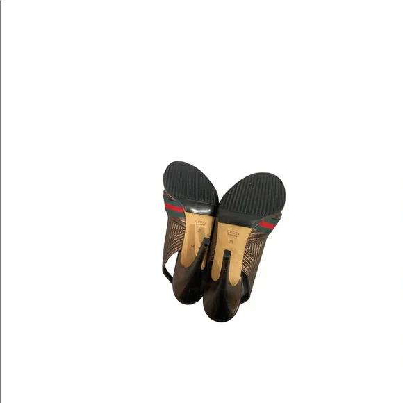 Gucci heels shoes pumps stiletto slip in sandals authentic web peep open toe